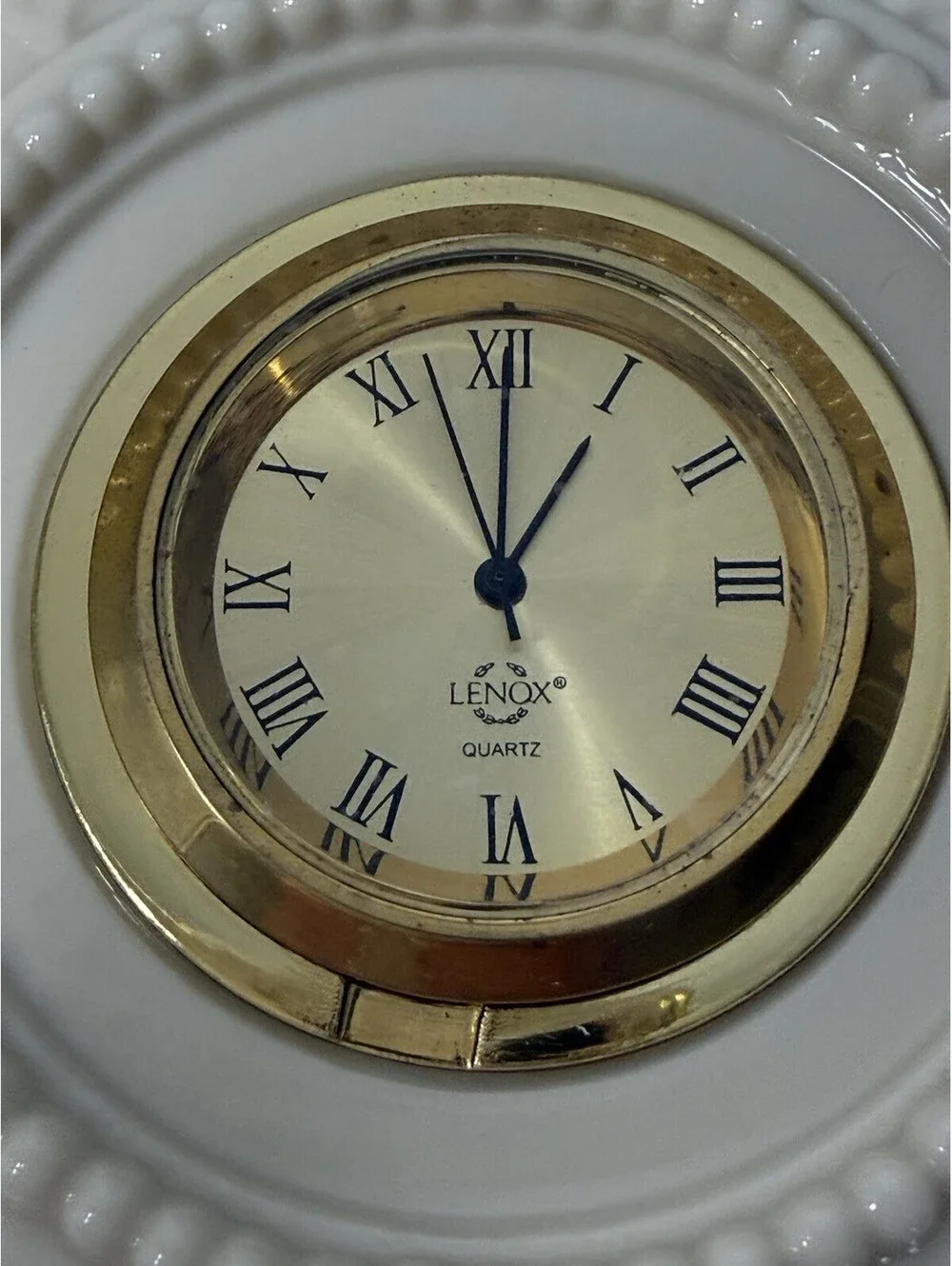 Lenox Timely Traditions Quartz Ivory Porcelain Desk/Shelf Clock Small 4.75” T